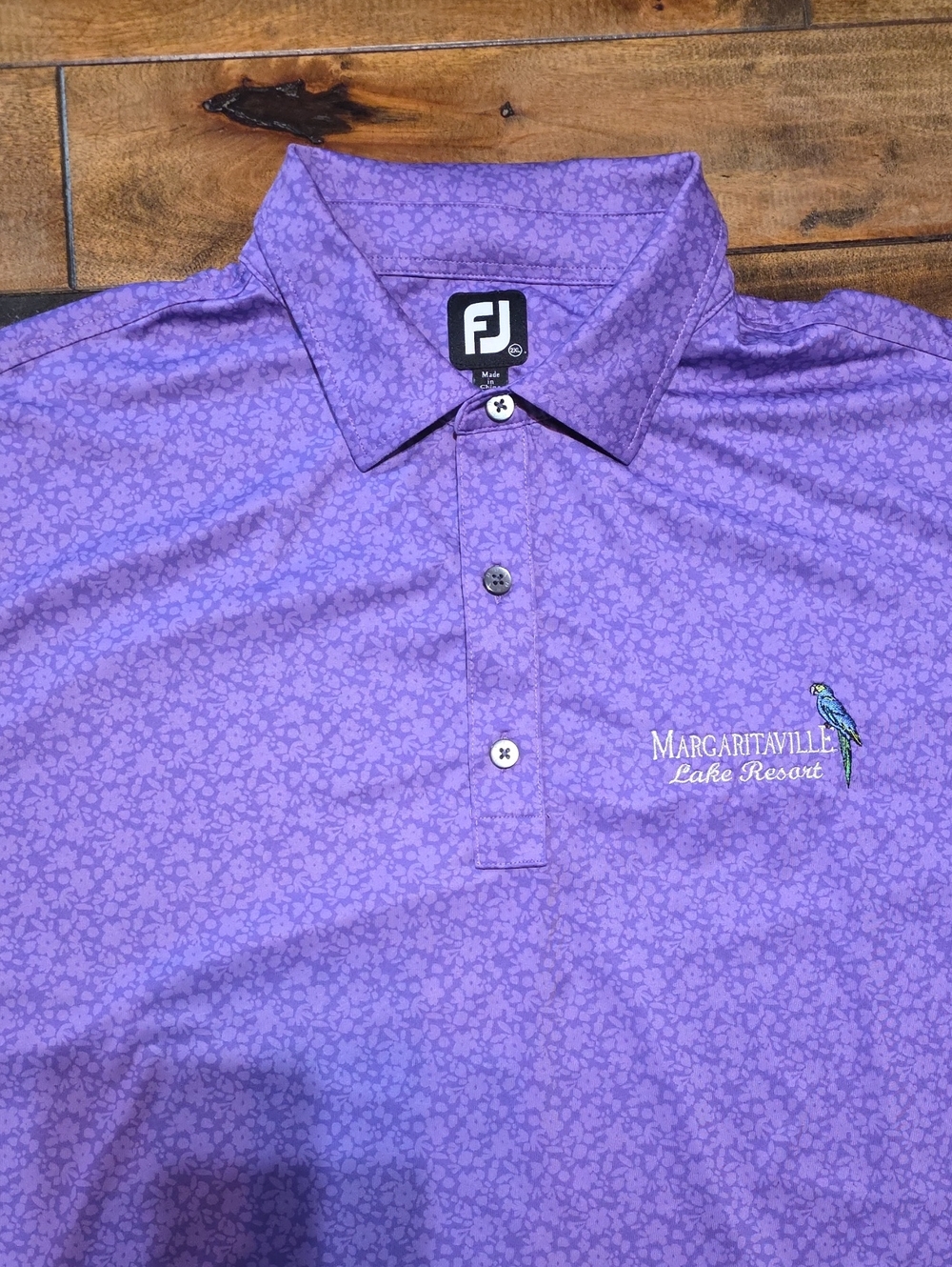 FootJoy Men's Floral Polo Margaritaville Lake Resort Embroidered Purple 2XL